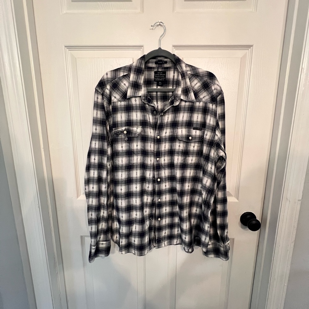 Lucky Brand Black and White Plaid Shirt